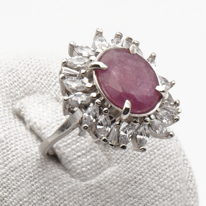 925 Silber Damen Ring mit echtem Rubin - Yaqoot
