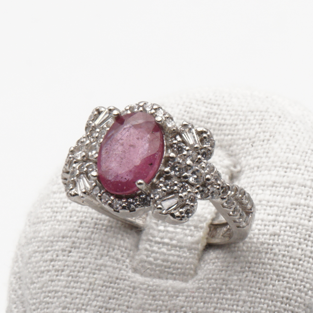 925 Silber Damen Ring mit echtem Rubin - Yaqoot