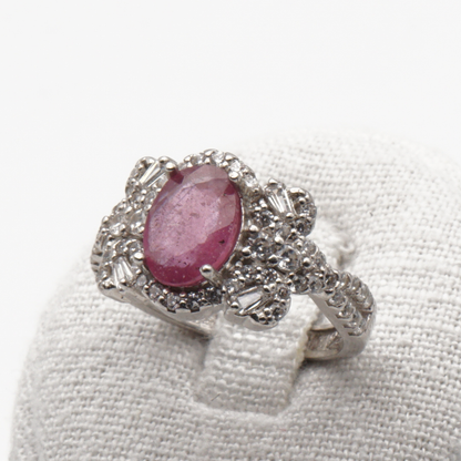 925 Silber Damen Ring mit echtem Rubin - Yaqoot