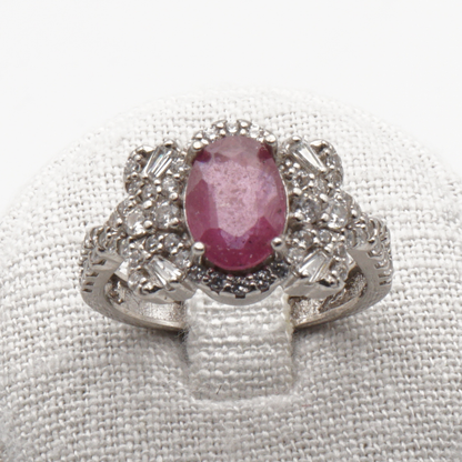 925 Silber Damen Ring mit echtem Rubin - Yaqoot