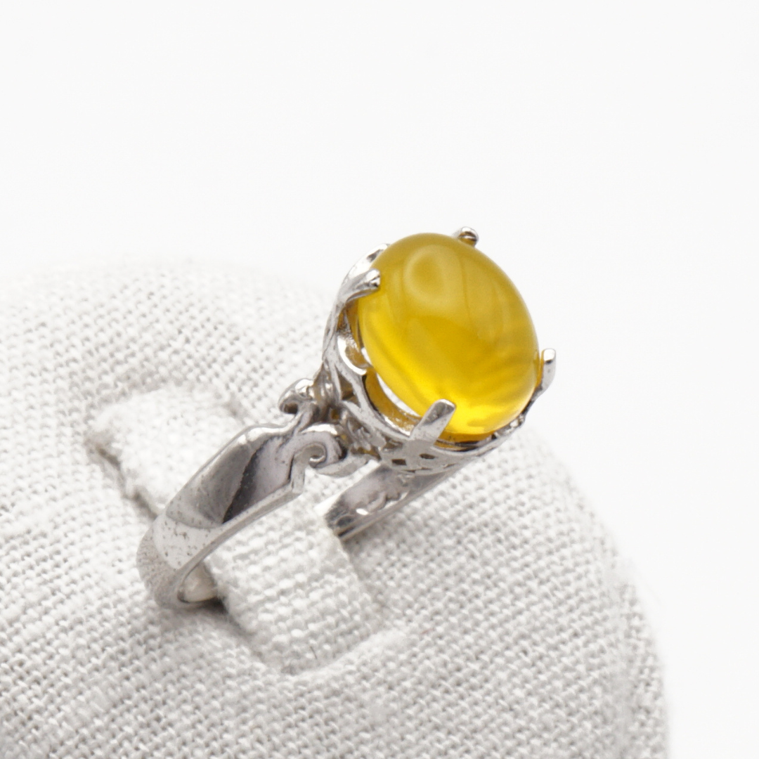 925 Silber Damen Ring mit Jemen Achat - Aqeeq Sharaf al Shams