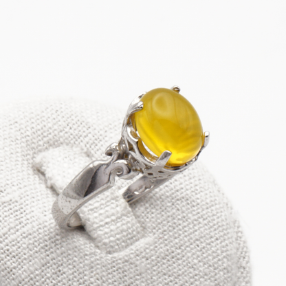 925 Silber Damen Ring mit Jemen Achat - Aqeeq Sharaf al Shams