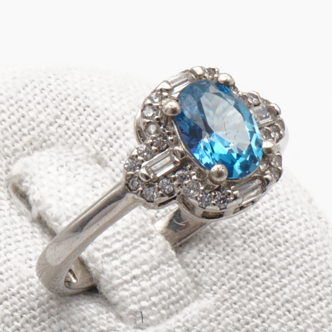 925 Silber Damen Ring mit Blautopas - Handarbeit
