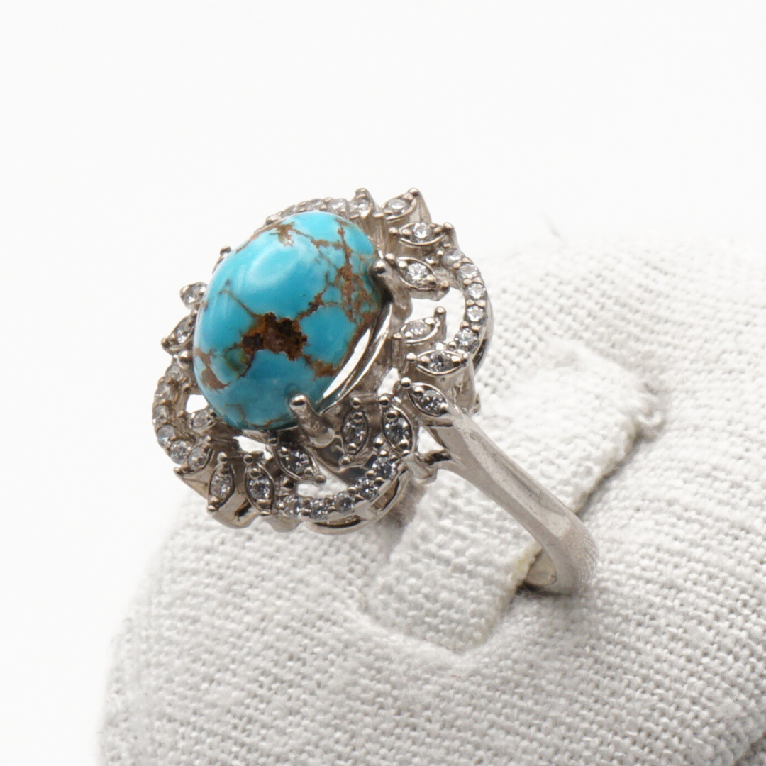 925 Silber Damen Ring mit  Türkis Firouz Nishabouri - Handarbeit