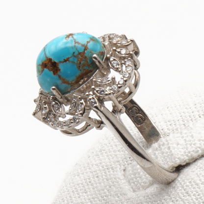 925 Silber Damen Ring mit  Türkis Firouz Nishabouri - Handarbeit