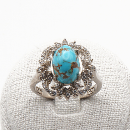 925 Silber Damen Ring mit  Türkis Firouz Nishabouri - Handarbeit