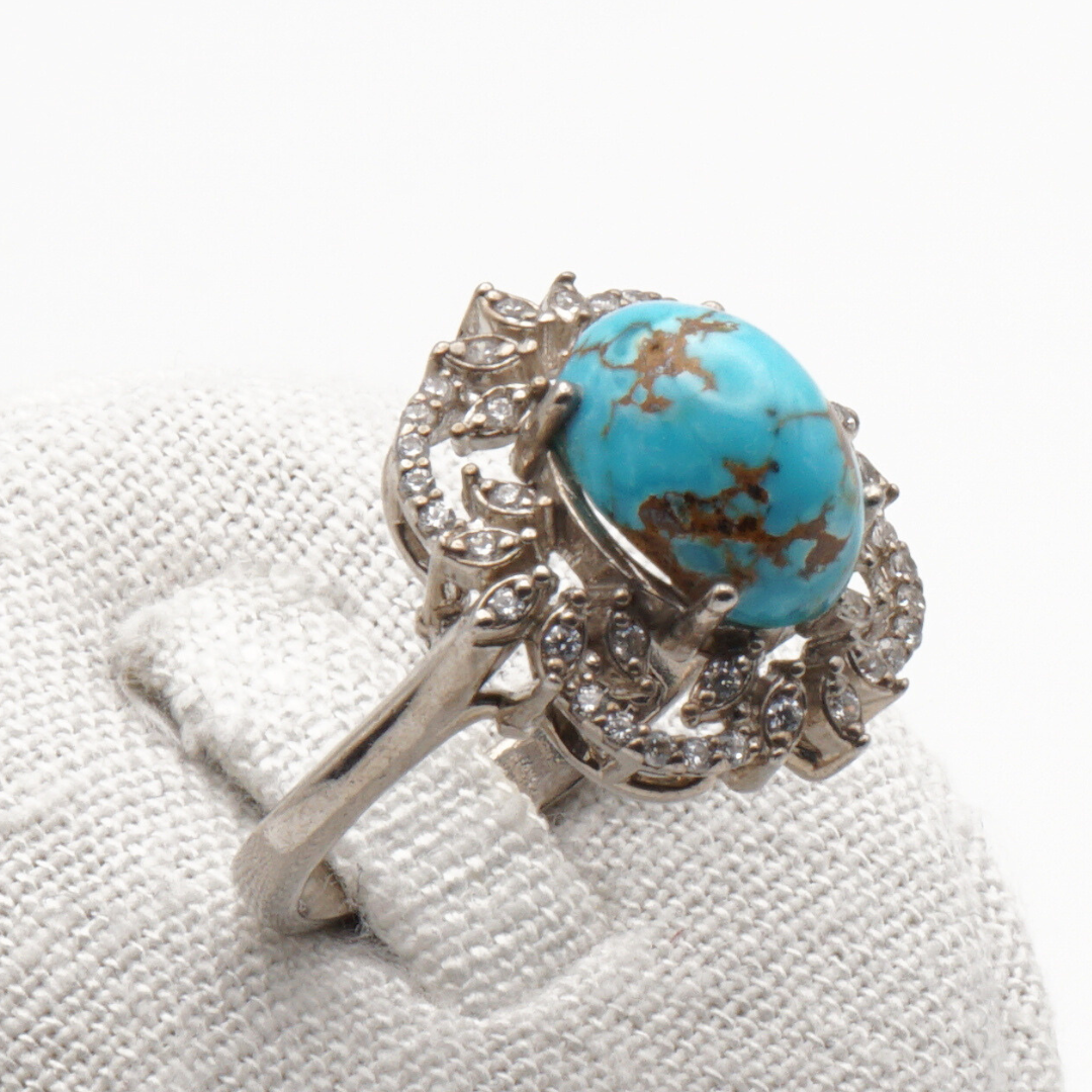925 Silber Damen Ring mit  Türkis Firouz Nishabouri - Handarbeit