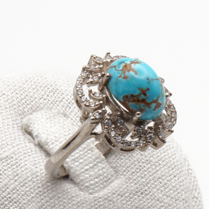 925 Silber Damen Ring mit  Türkis Firouz Nishabouri - Handarbeit