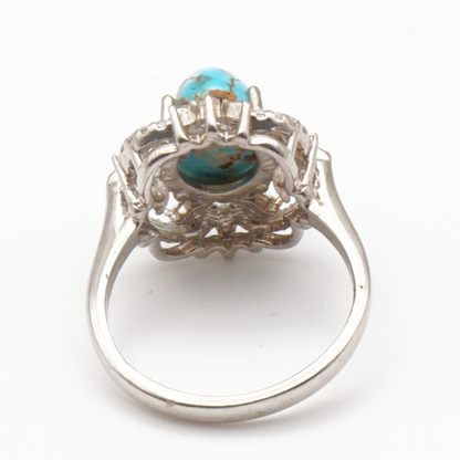 925 Silber Damen Ring mit  Türkis Firouz Nishabouri - Handarbeit