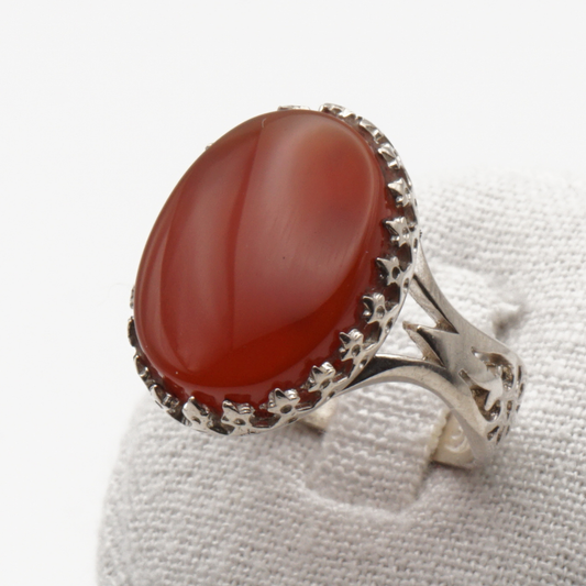 925 Silber Herrenring mit echtem Jemen Achat - Aqeeq Yamani