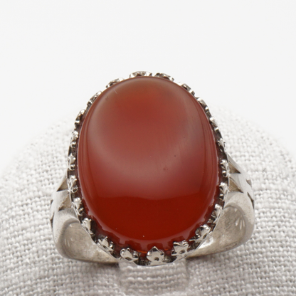 925 Silber Herrenring mit echtem Jemen Achat - Aqeeq Yamani