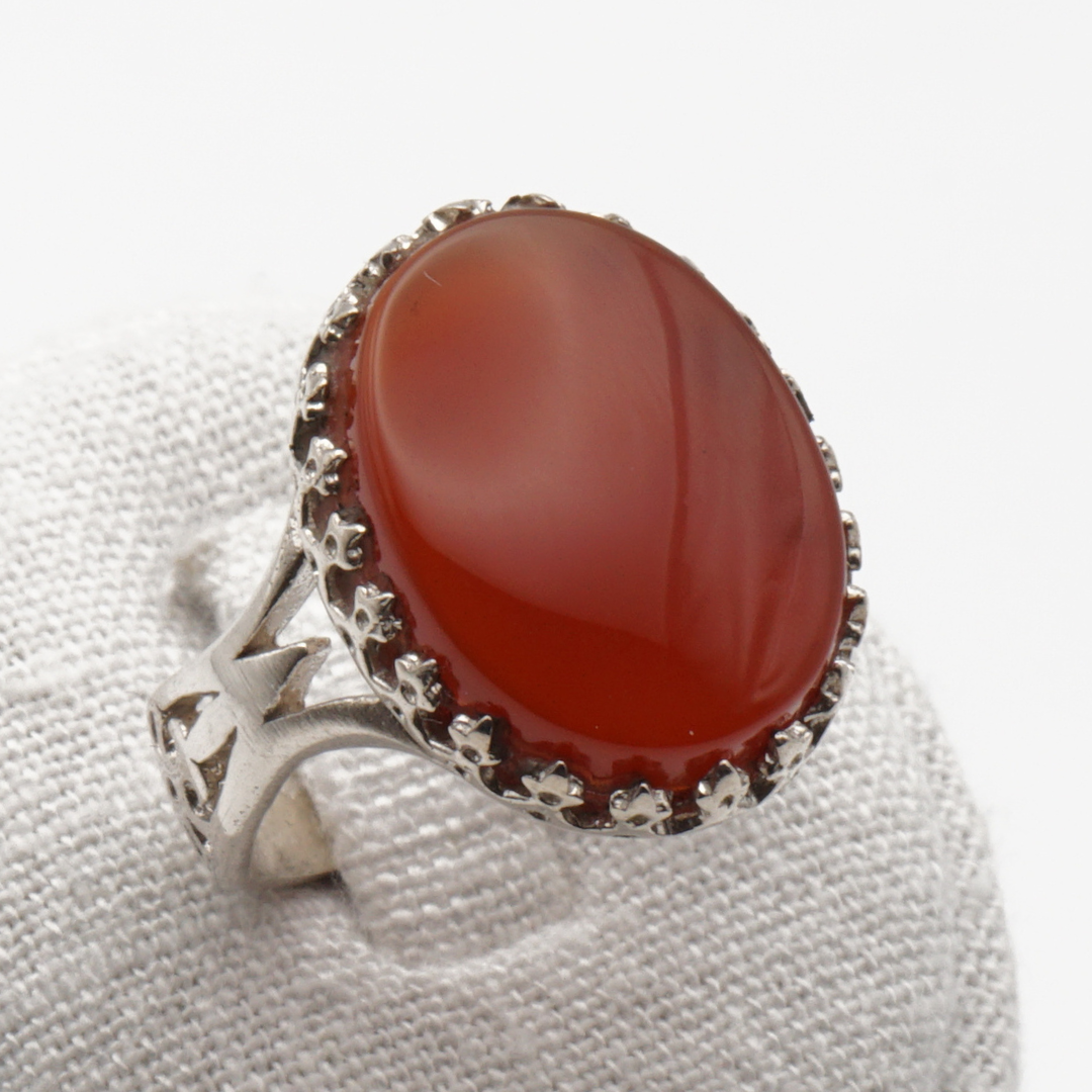 925 Silber Herrenring mit echtem Jemen Achat - Aqeeq Yamani