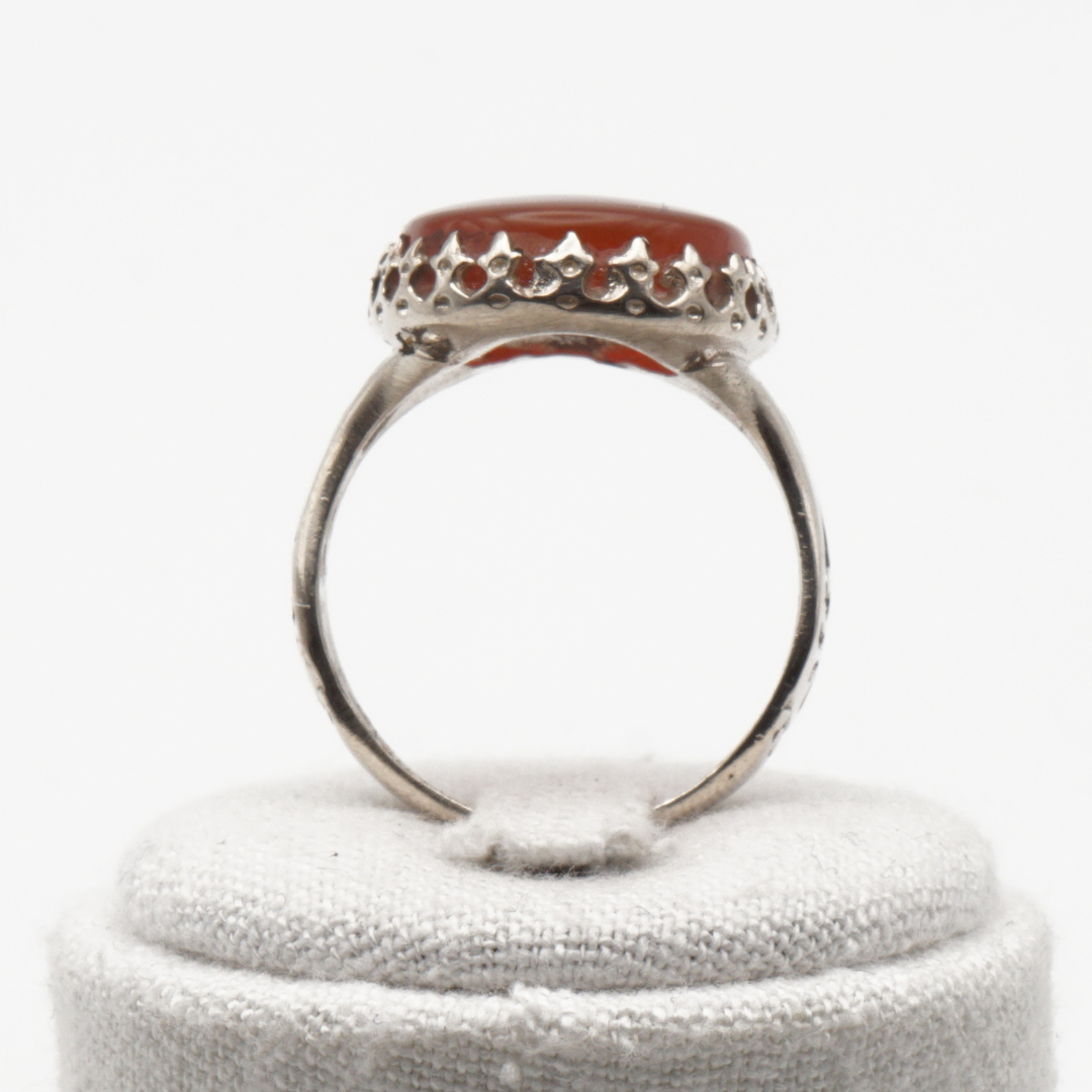 925 Silber Herrenring mit echtem Jemen Achat - Aqeeq Yamani