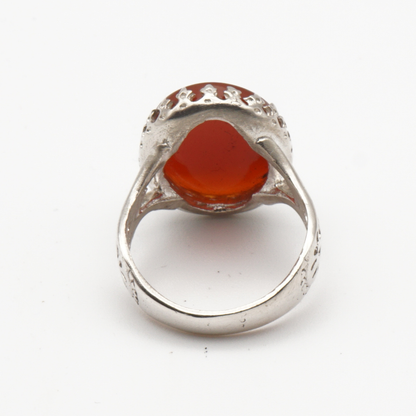925 Silber Herrenring mit echtem Jemen Achat - Aqeeq Yamani