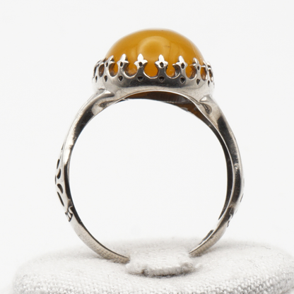925 Silber Herrenring mit echtem Jemen Achat - Aqeeq Yamani Sharaf al Shams