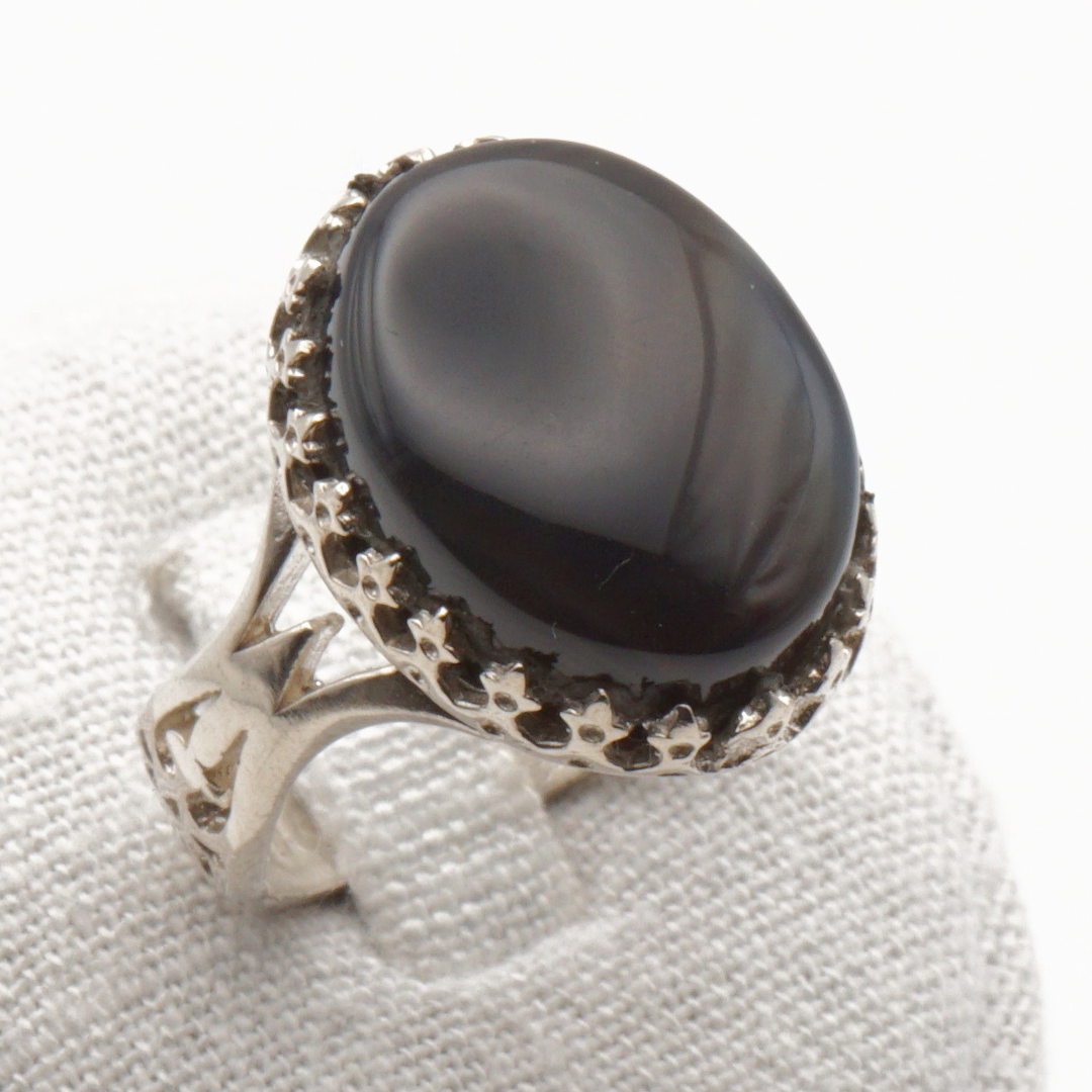 925 Silber Herrenring mit echtem Jemen Achat - Aqeeq Yamani