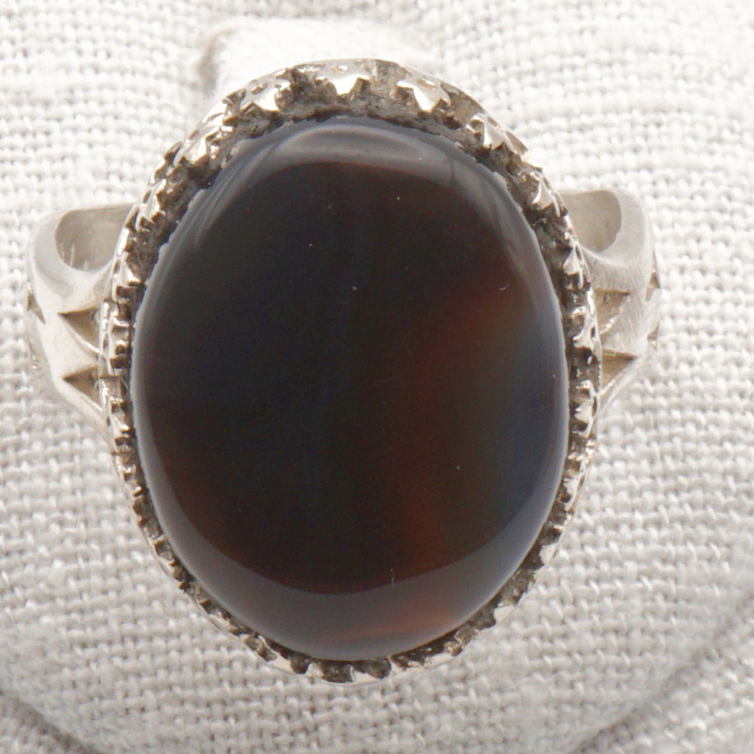 925 Silber Herrenring mit echtem Jemen Achat - Aqeeq Yamani