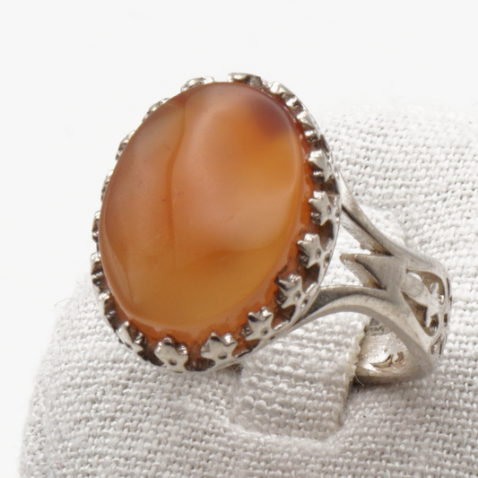 925 Silber Herrenring mit echtem Jemen Achat - Aqeeq Yamani