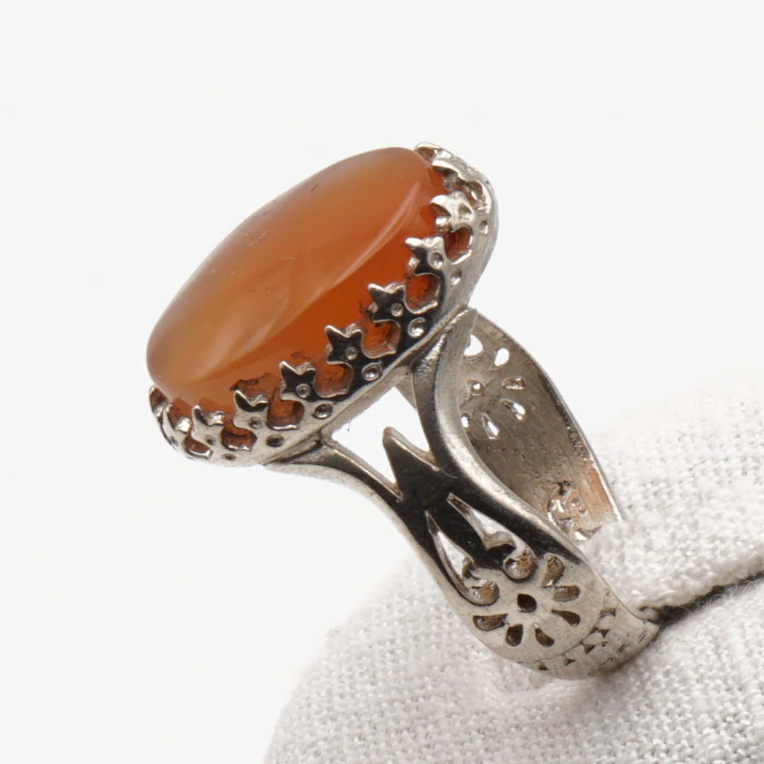 925 Silber Herrenring mit echtem Jemen Achat - Aqeeq Yamani