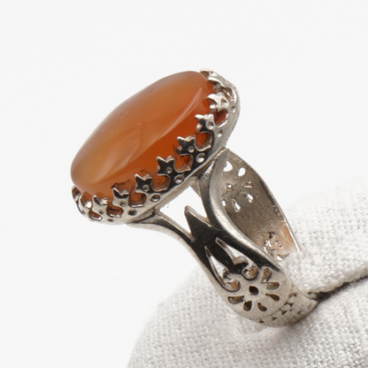 925 Silber Herrenring mit echtem Jemen Achat - Aqeeq Yamani
