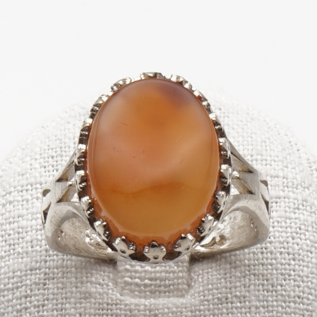 925 Silber Herrenring mit echtem Jemen Achat - Aqeeq Yamani