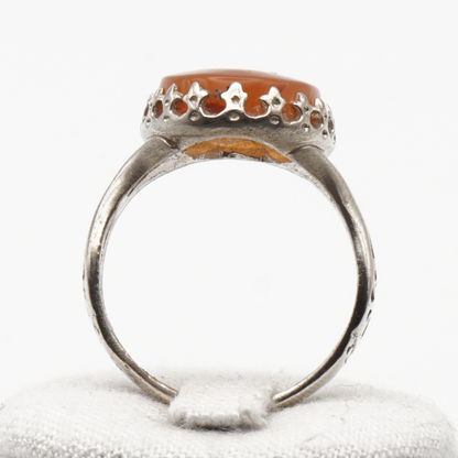 925 Silber Herrenring mit echtem Jemen Achat - Aqeeq Yamani