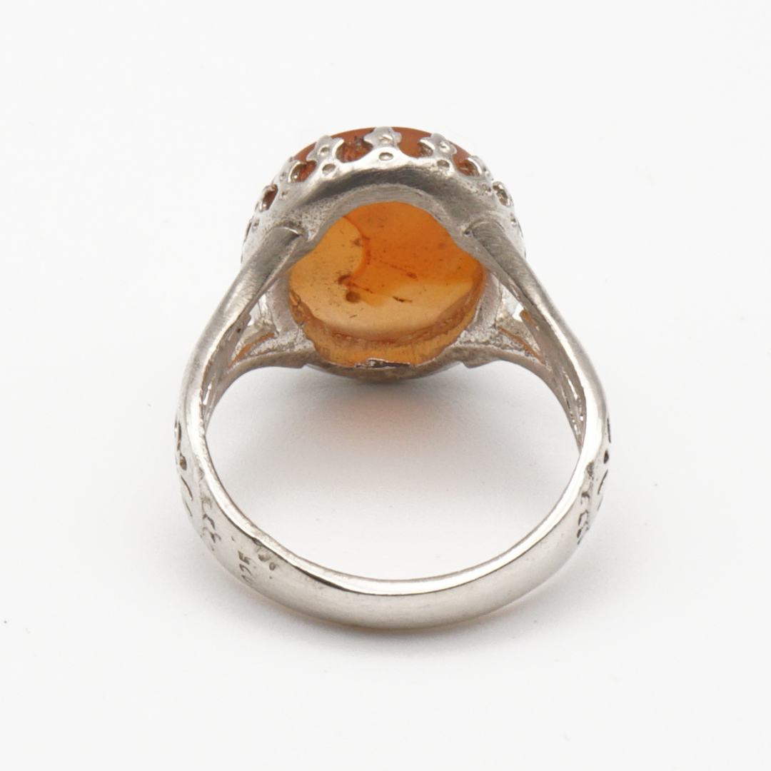 925 Silber Herrenring mit echtem Jemen Achat - Aqeeq Yamani