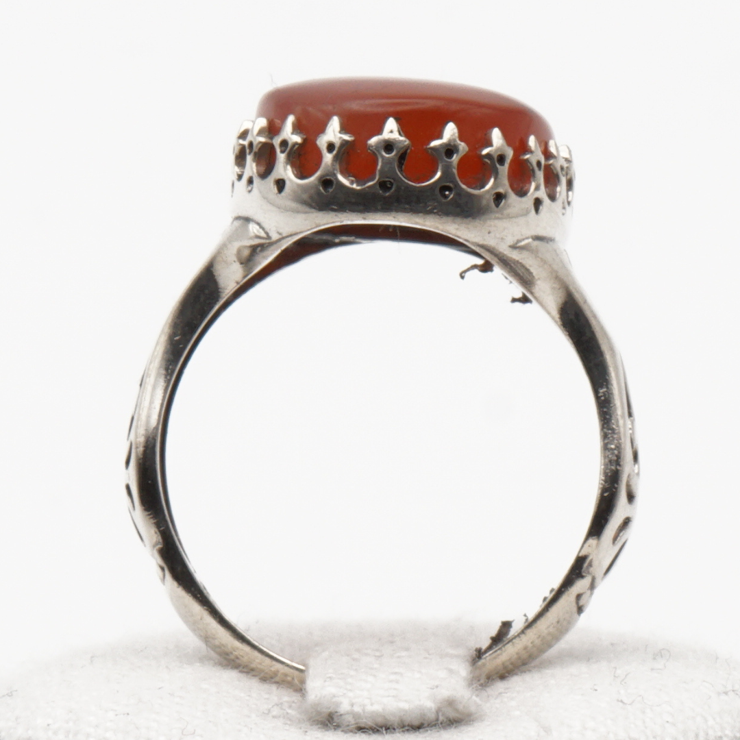 925 Silber Herrenring mit echtem Jemen Achat - Aqeeq Yamani
