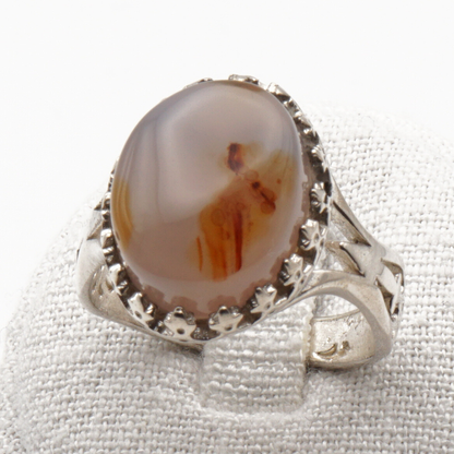 925 Silber Herrenring mit echtem Jemen Achat - Aqeeq Yamani