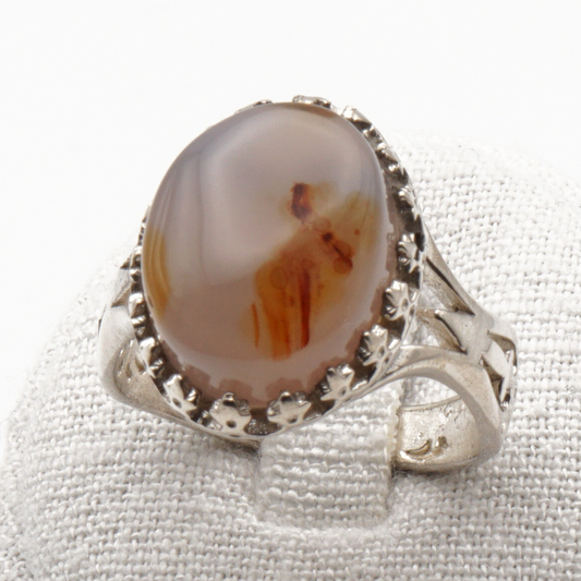 925 Silber Herrenring mit echtem Jemen Achat - Aqeeq Yamani