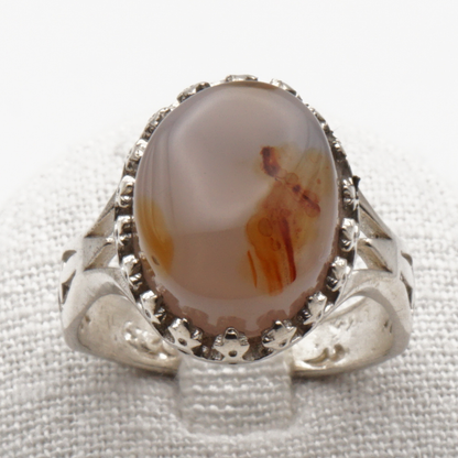 925 Silber Herrenring mit echtem Jemen Achat - Aqeeq Yamani