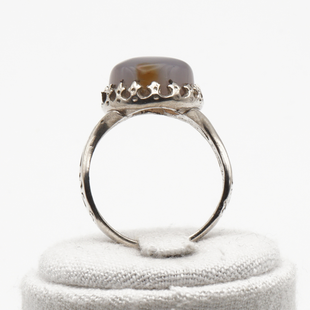 925 Silber Herrenring mit echtem Jemen Achat - Aqeeq Yamani
