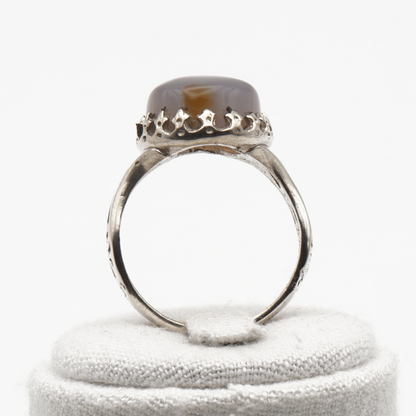 925 Silber Herrenring mit echtem Jemen Achat - Aqeeq Yamani