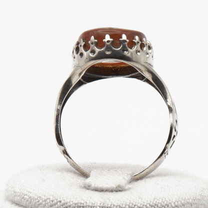 925 Silber Herrenring mit echtem Jemen Achat - Aqeeq Yamani