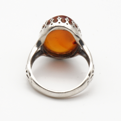 925 Silber Herrenring mit echtem Jemen Achat - Aqeeq Yamani