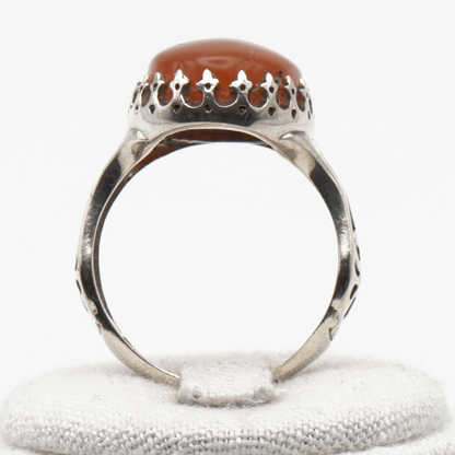 925 Silber Herrenring mit echtem Jemen Achat - Aqeeq Yamani