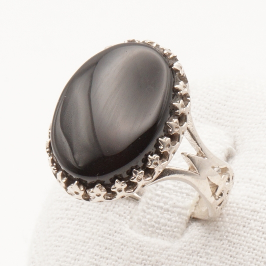 925 Silber Herrenring mit echtem Jemen Achat - Aqeeq Yamani