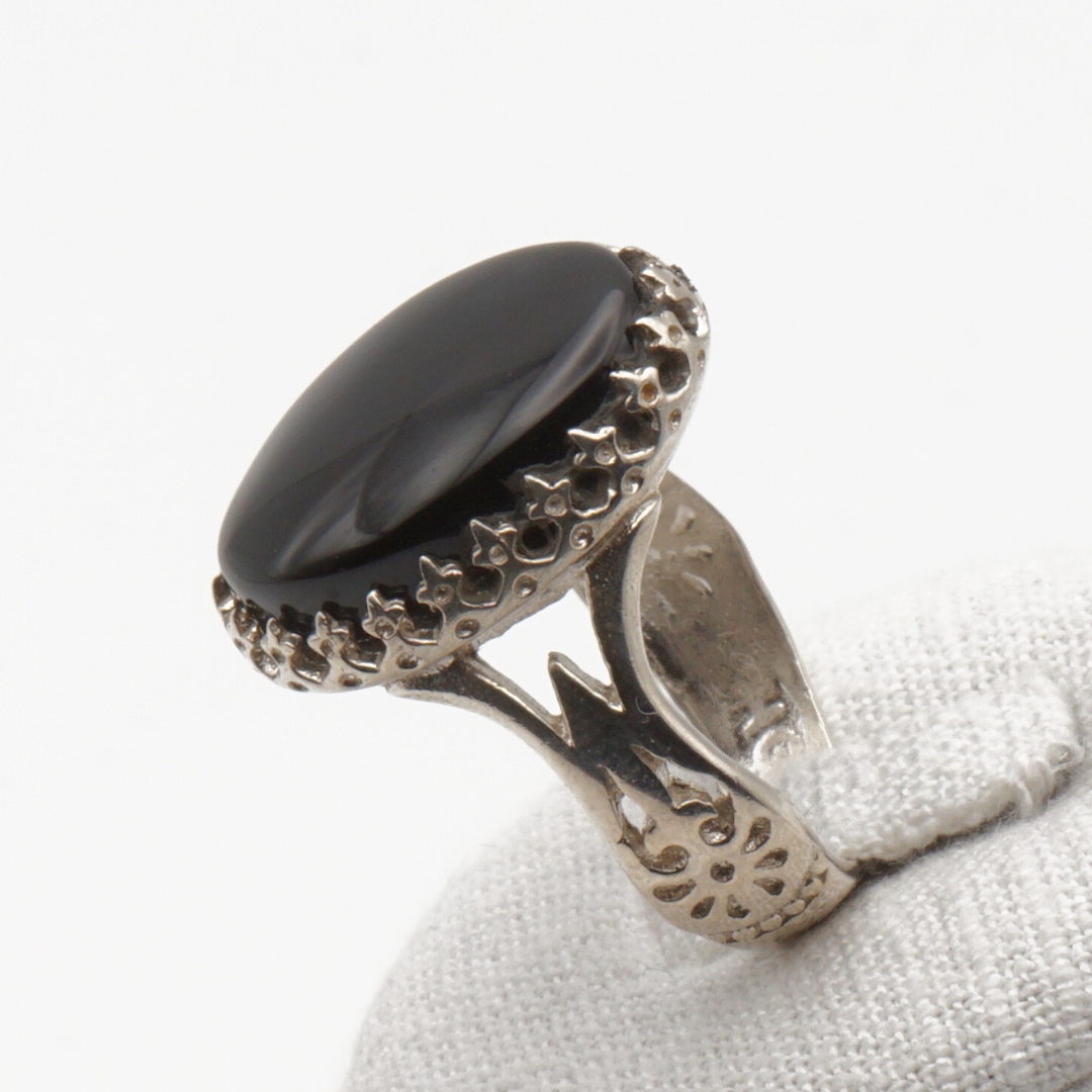 925 Silber Herrenring mit echtem Jemen Achat - Aqeeq Yamani