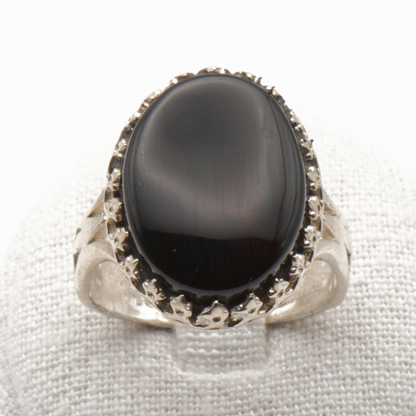 925 Silber Herrenring mit echtem Jemen Achat - Aqeeq Yamani