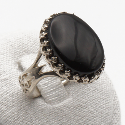 925 Silber Herrenring mit echtem Jemen Achat - Aqeeq Yamani