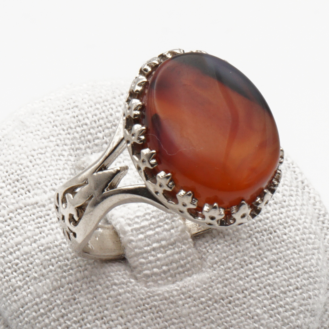 925 Silber Herrenring mit echtem Jemen Achat - Aqeeq Yamani