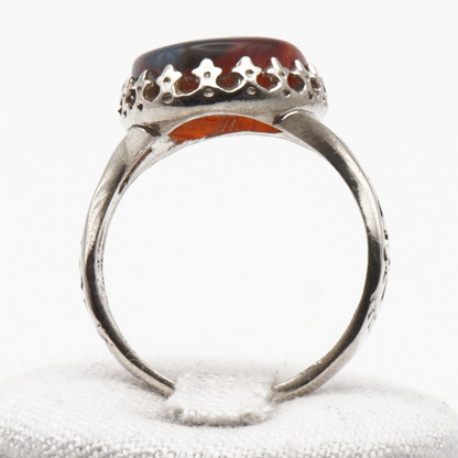 925 Silber Herrenring mit echtem Jemen Achat - Aqeeq Yamani