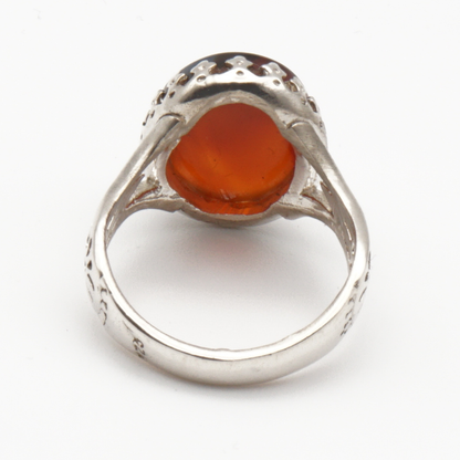925 Silber Herrenring mit echtem Jemen Achat - Aqeeq Yamani