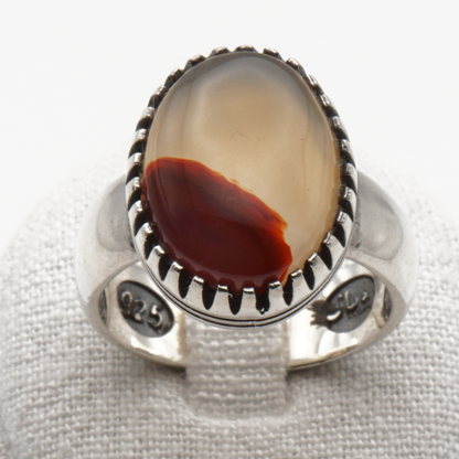 925 Silber Herrenring mit Jemen Achat - Aqeeq Yamani Handarbeit - Premium