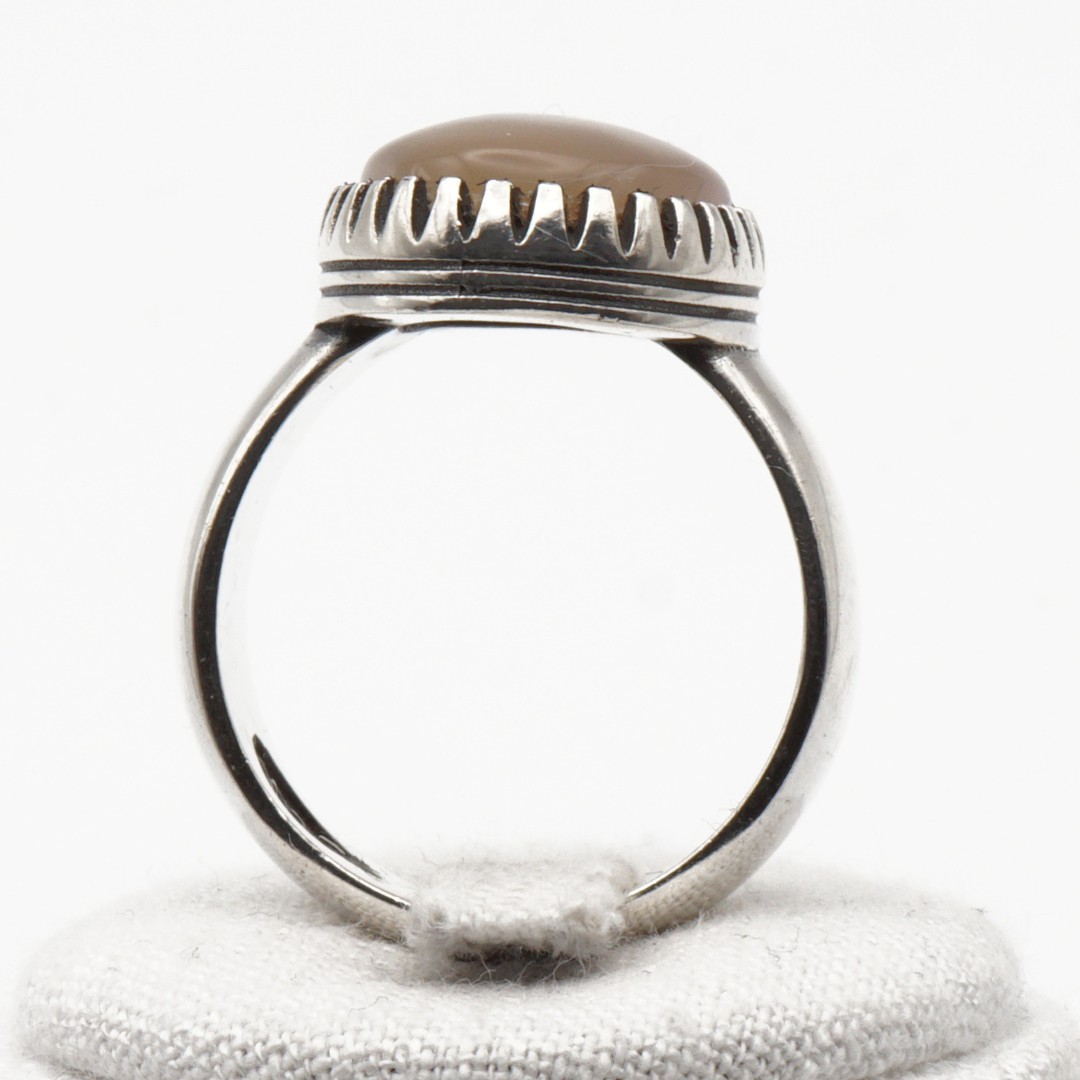 925 Silber Herrenring mit Jemen Achat - Aqeeq Yamani Handarbeit - Premium