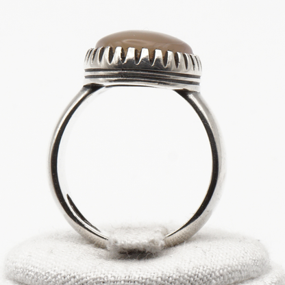 925 Silber Herrenring mit Jemen Achat - Aqeeq Yamani Handarbeit - Premium
