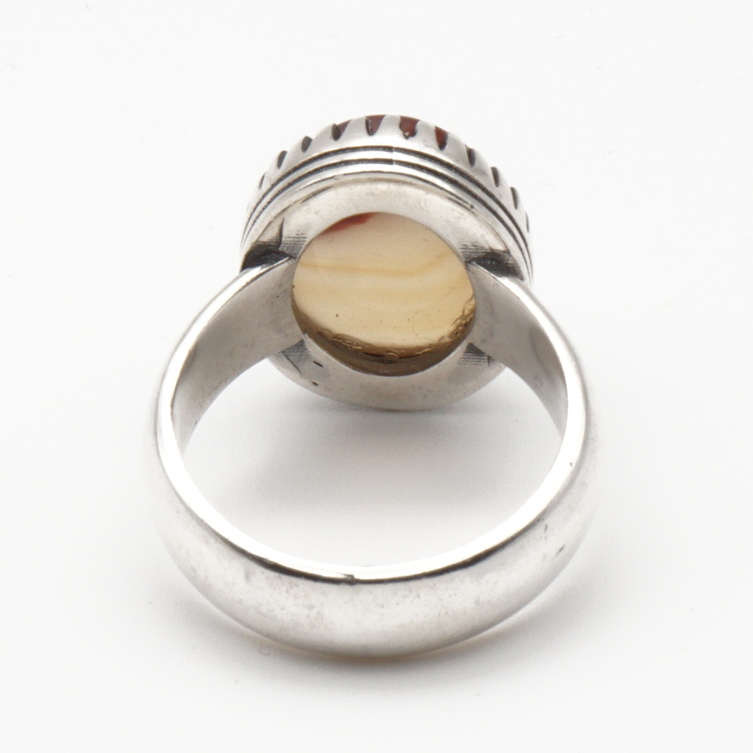 925 Silber Herrenring mit Jemen Achat - Aqeeq Yamani Handarbeit - Premium