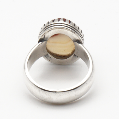 925 Silber Herrenring mit Jemen Achat - Aqeeq Yamani Handarbeit - Premium