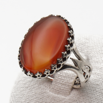 925 Silber Herrenring mit echtem Jemen Achat - Aqeeq Yamani