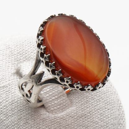925 Silber Herrenring mit echtem Jemen Achat - Aqeeq Yamani